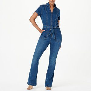 NWOT G.I.L.I. Denim Flare Leg Jumpsuit Size 0
